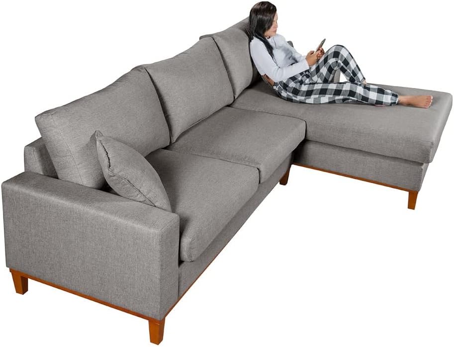 Melhor sofá: 12 melhores sofás do mercado (retráteis, reclináveis, cama e mais) (8) Sofa California 4 Lugares Living Chaise Linho Lado Esquerdo Essencial Estofados Cinza