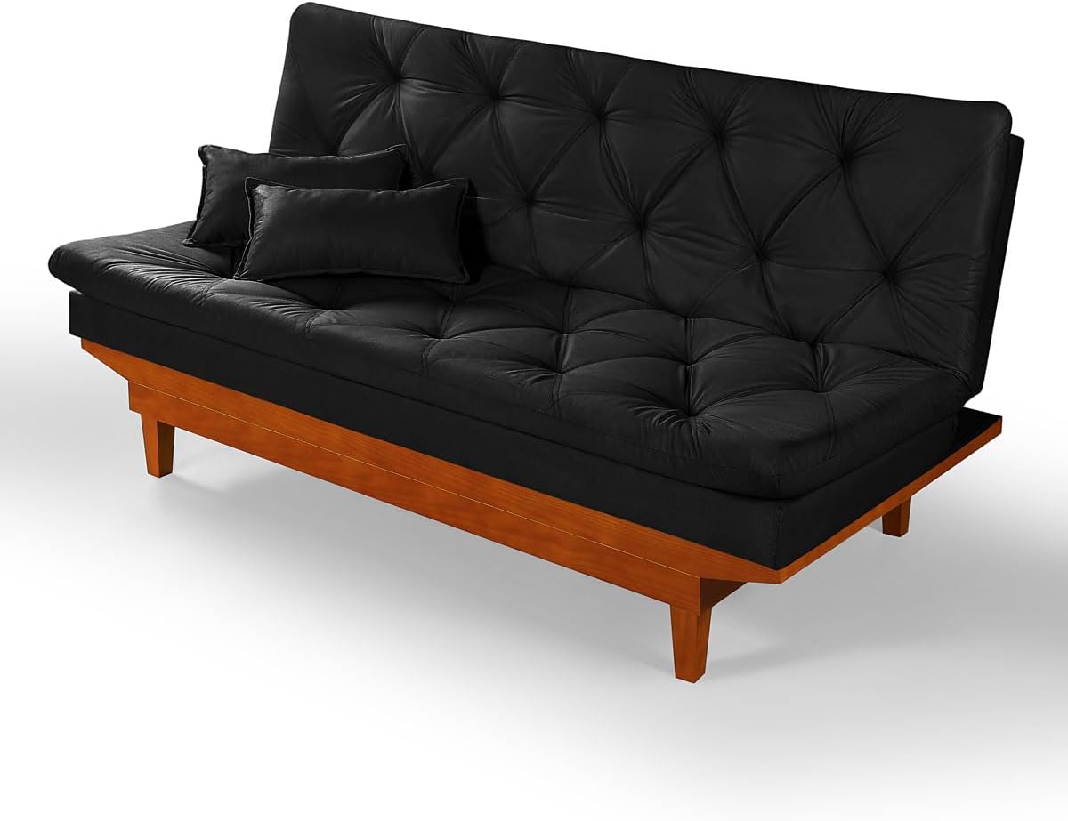 Sofa Cama Caribe 3 Posições Base de Madeira Suede - Essencial Estofados