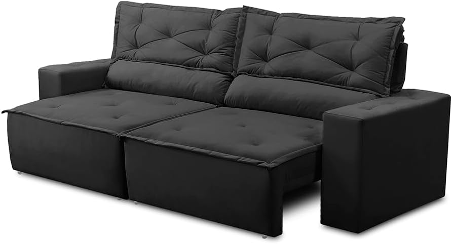 Melhor sofá: 12 melhores sofás do mercado (retráteis, reclináveis, cama e mais) (24) Sofa Retratil e Reclinavel 2 lugares com Molas 150m Livia Suede Preto Adonai Estofados