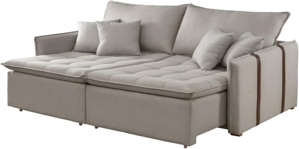 5. Sofa Cama Retratil e Reclinavel 220cm Detroid Yescasa Linho/Gelo