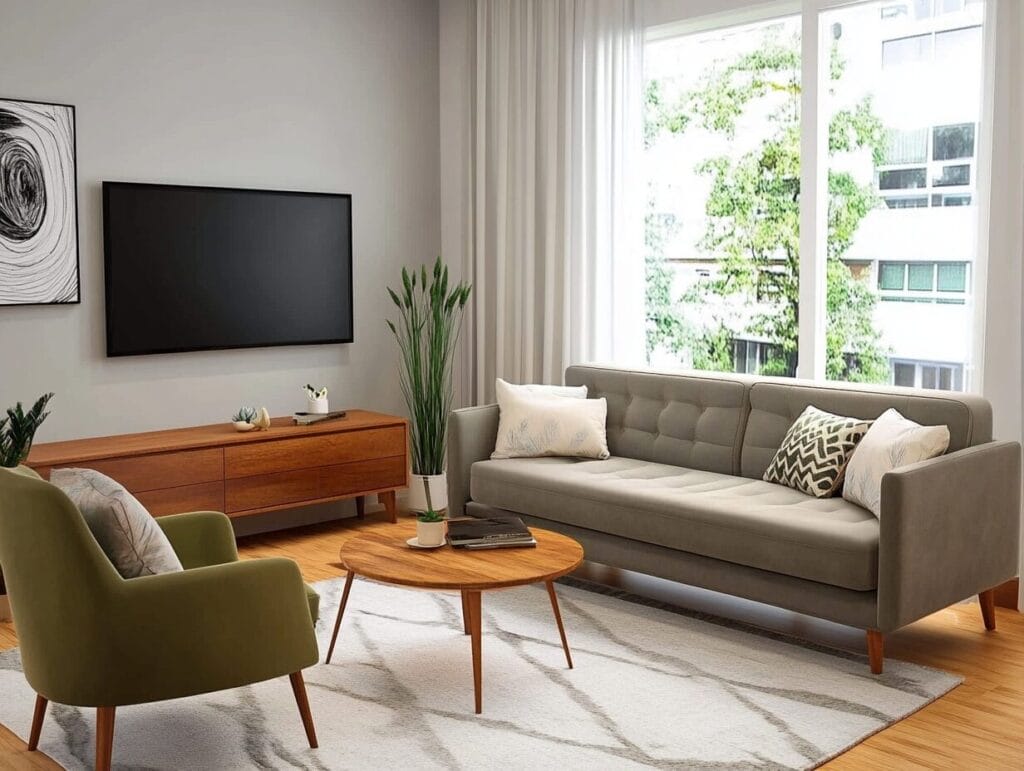 Estilo e Conforto: Dicas de como combinar sofá e poltrona (9) Sofa Marrom e Poltrona verde oliva