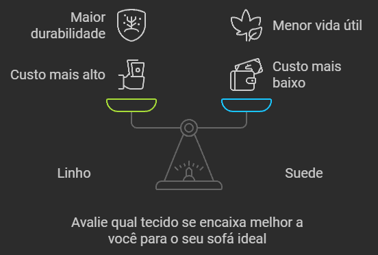 Qual tecido é mais caro, Linho ou Suede? Veja qual tecido escolher para o seu sofá (2) voce prefere para sua casa linho ou suede